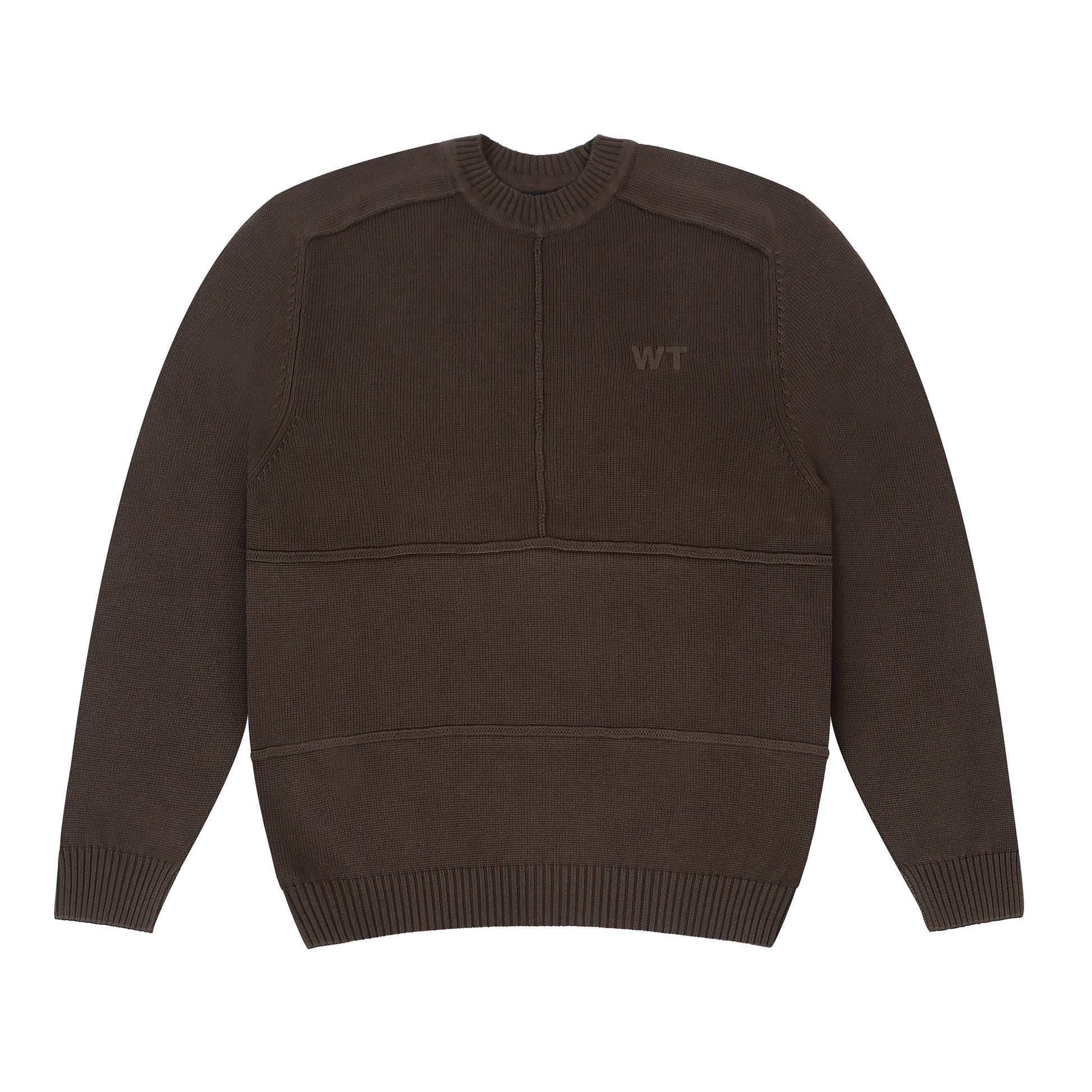 KNITTED CREW NECK JUMPER - ASH WOOD