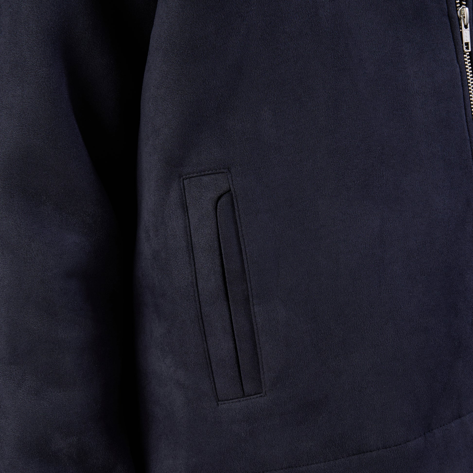 SUEDE TWO-WAY ZIP JACKE - NAVY