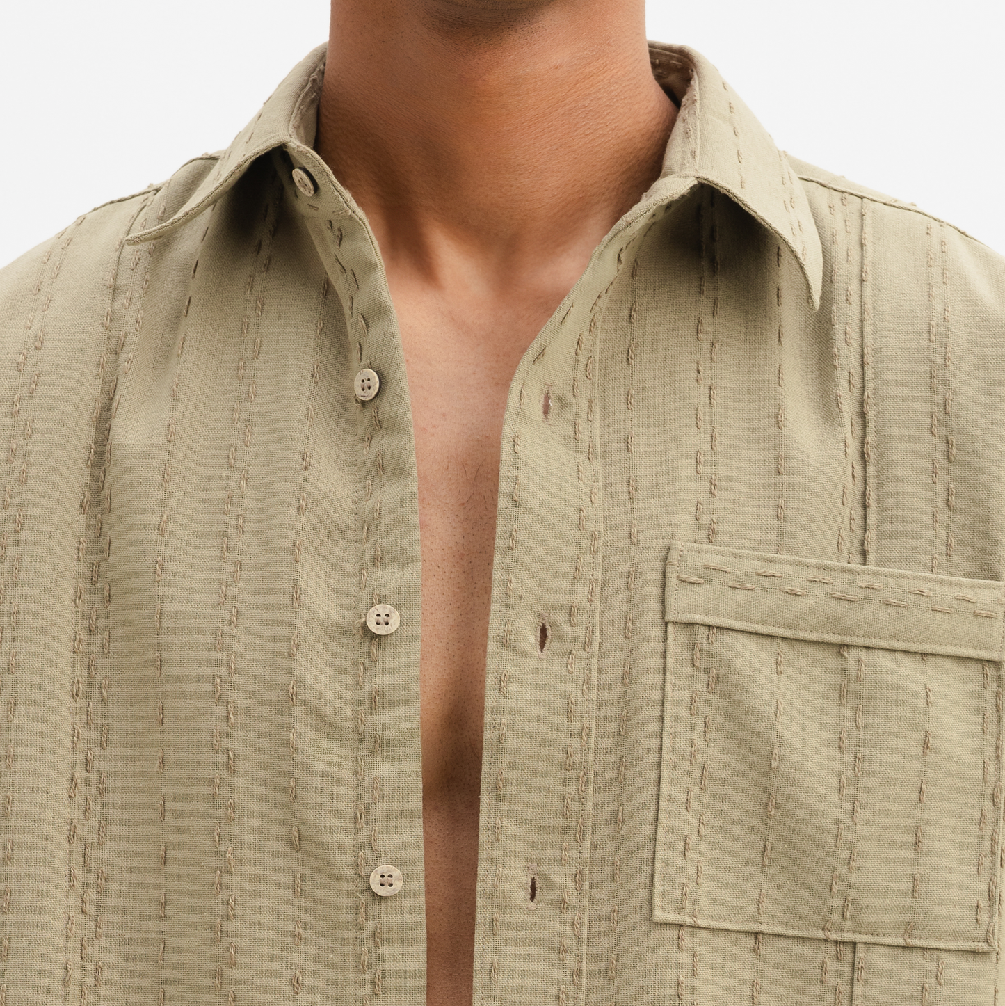 TWO TONED TWISTED YARN SHIRT