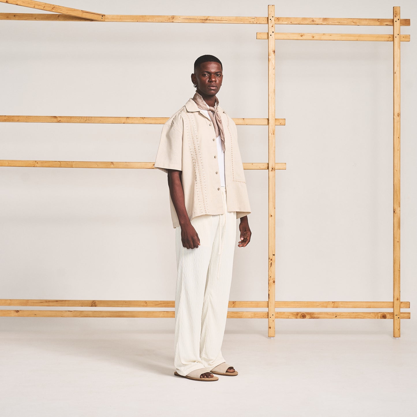 BLOCKED CROSS STITCH SHIRT