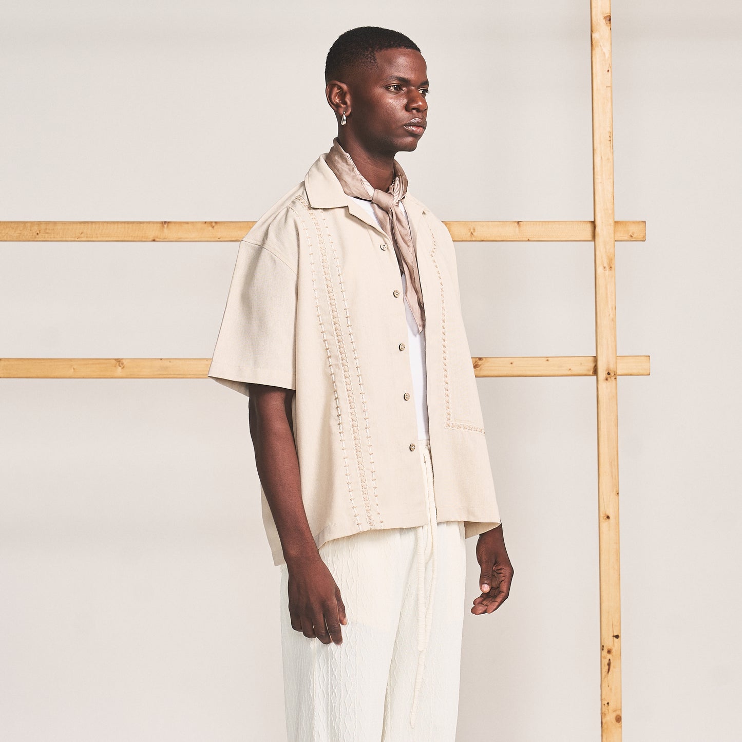 BLOCKED CROSS STITCH SHIRT