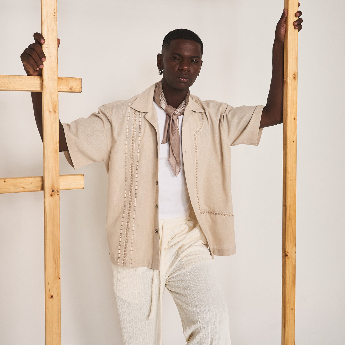 BLOCKED CROSS STITCH SHIRT