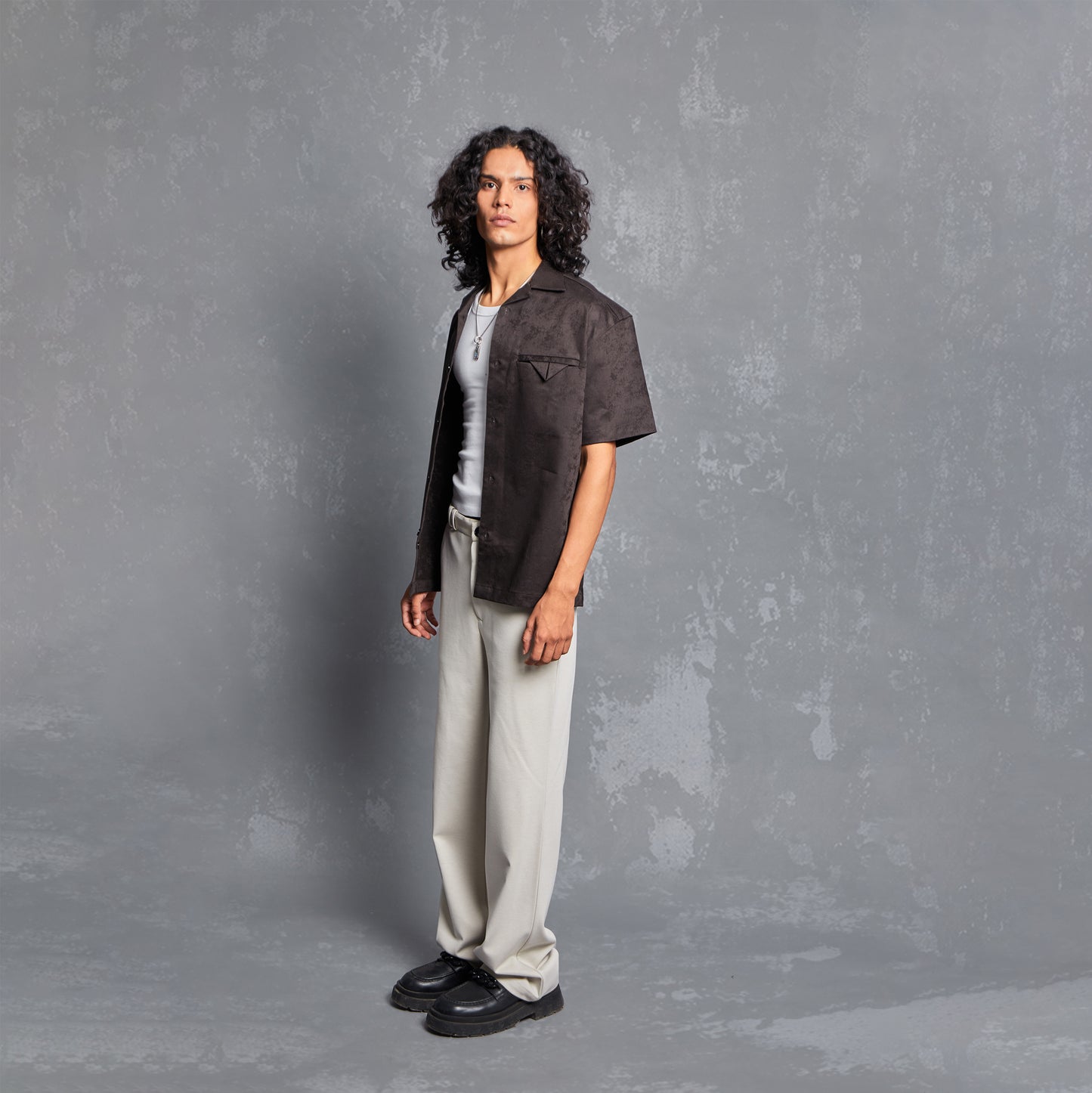 BROWN SHIRT, SUMMER, SUMMER ESSENTIAL, SUMMER ESSENTIAL SHIRT,Jacquard shirt, abstract tonal pattern, welt pocket, fixed pleated pocket square, one piece Cuban style collar, slit at the bottom of the side seam. UNISEX, RELAXED FIT, SIZE AVAILABLE S TO XXL, PLUS SIZE CLOTHING, SHIRT, JACQUARD, POLO SHIRTS,SHIRT DESIGN, SHIRT PATTERN, SHIRT SIZING, SHIRTS FOR MEN, SHIRTS FOR GIRLS, SHIRT DESIGN FOR MEN, SHIRT DESIGN FOR GIRLS, SHIRT FOR WOMEN, SHIRT SIZE CHART, JACQUARD SHIRT DESIGNS 2021, people also ask