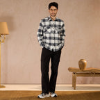 COTTON LIGHTWEIGHT FLANNEL SHIRT - NAVY