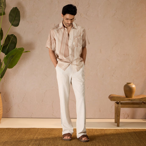 MARBLE PRINT LINEN SHIRT - DUSTY PINK