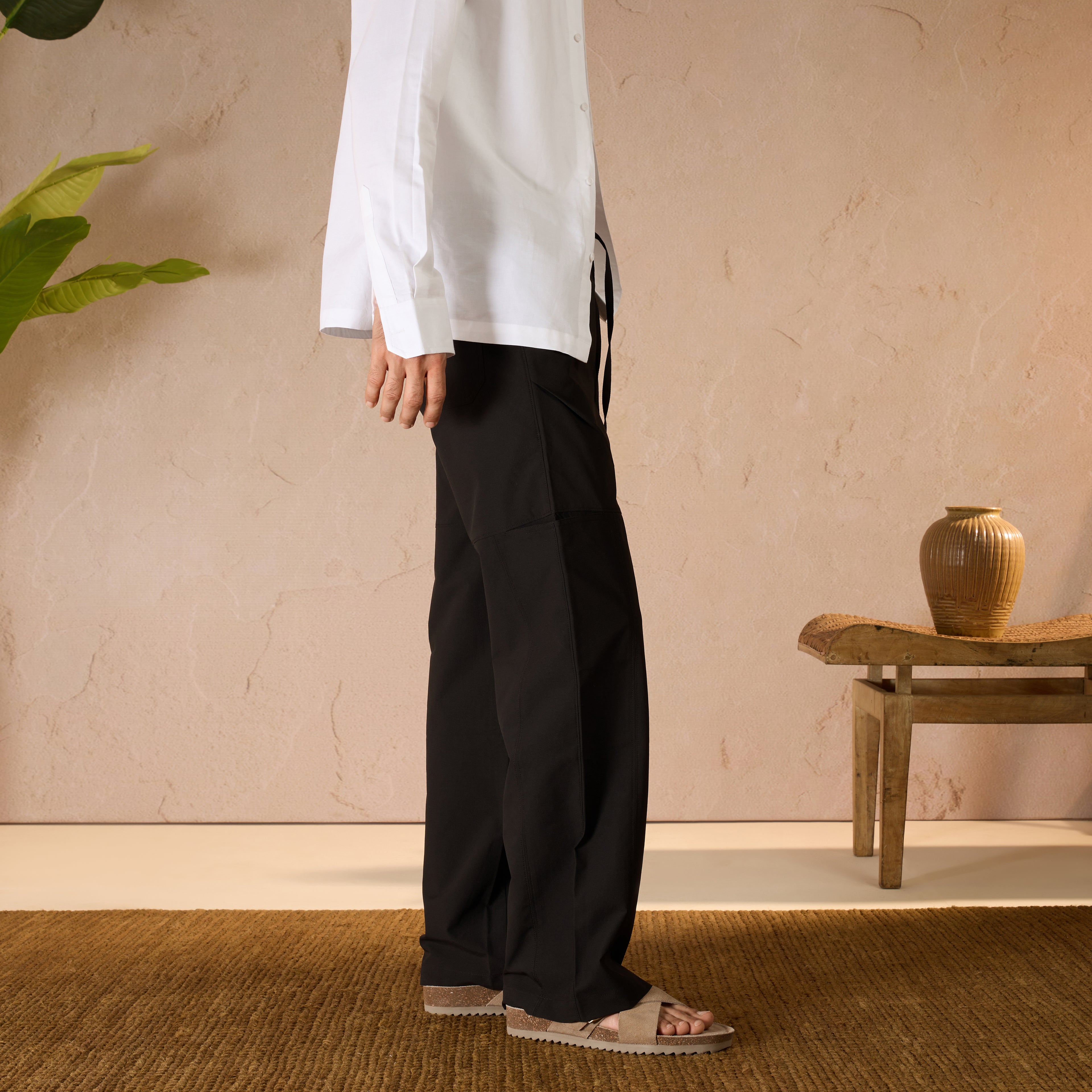 RELAXED FIT PARACHUTE TRACK PANT - BLACK
