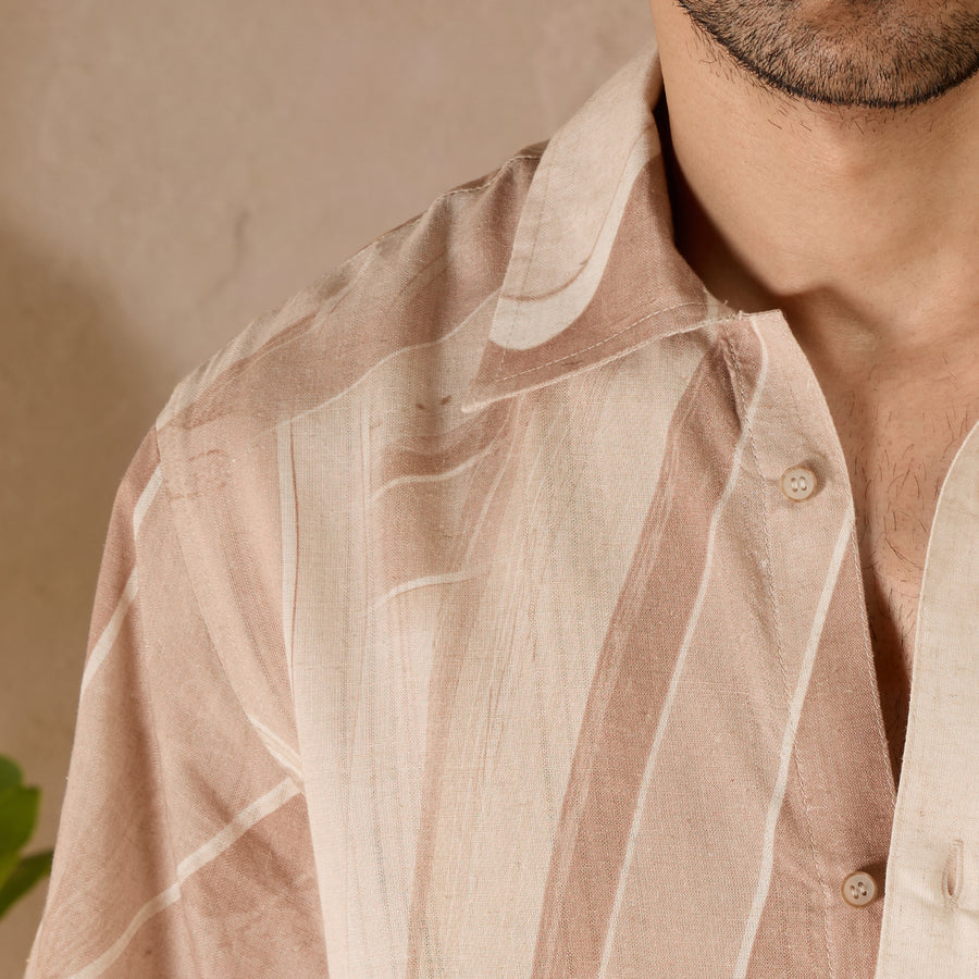 MARBLE PRINT LINEN SHIRT - DUSTY PINK