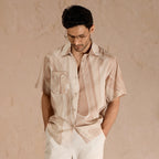 MARBLE PRINT LINEN SHIRT - DUSTY PINK