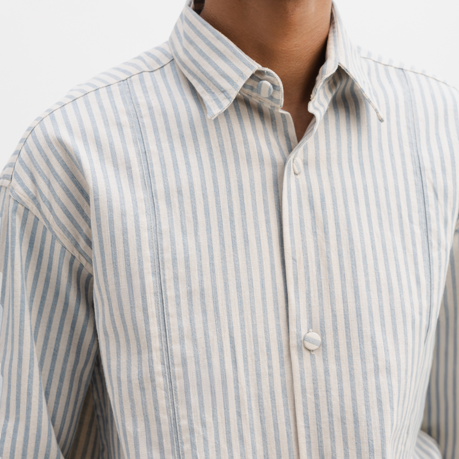AQUA STRIPED FULL-SLEEVE SHIRT- AQUA