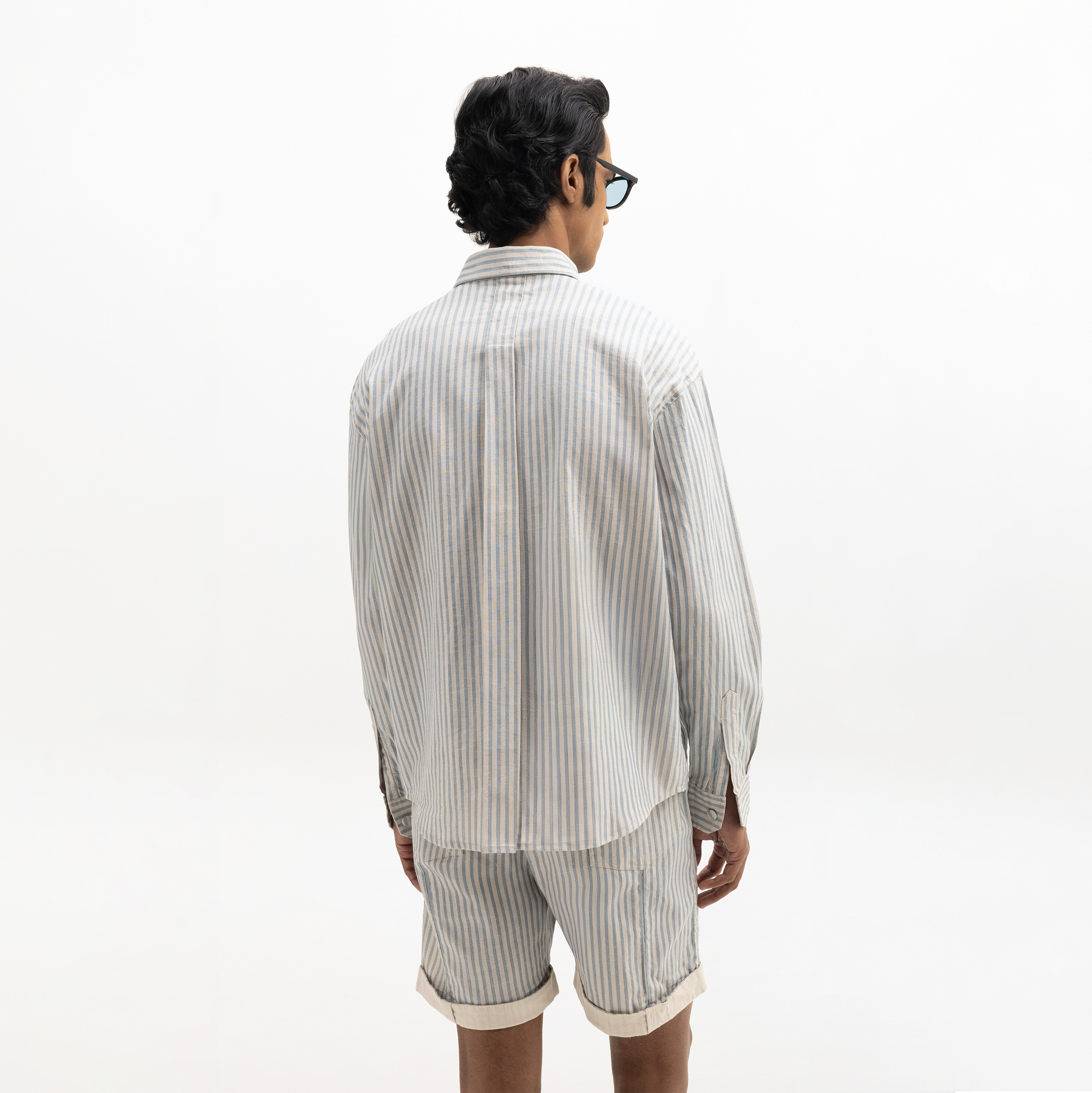 AQUA STRIPED FULL-SLEEVE SHIRT - AQUA