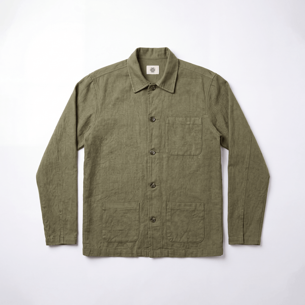 COTTON LINEN JACKET - OLIVE