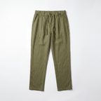 RELAXED COTTON LINEN PANTS - OLIVE