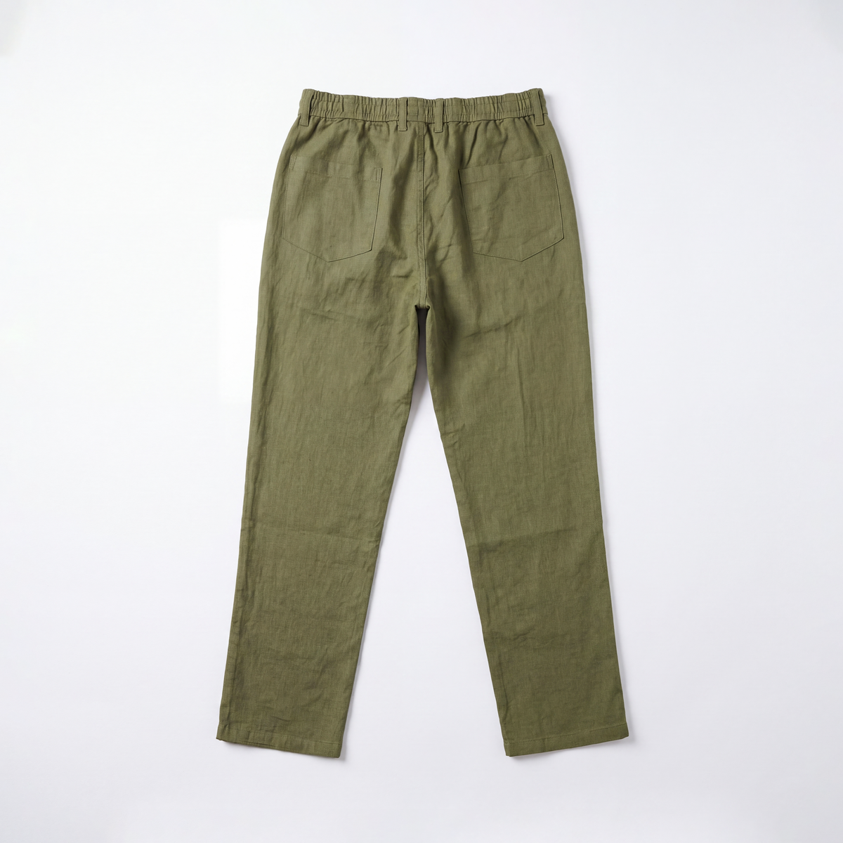 RELAXED COTTON LINEN PANTS - OLIVE