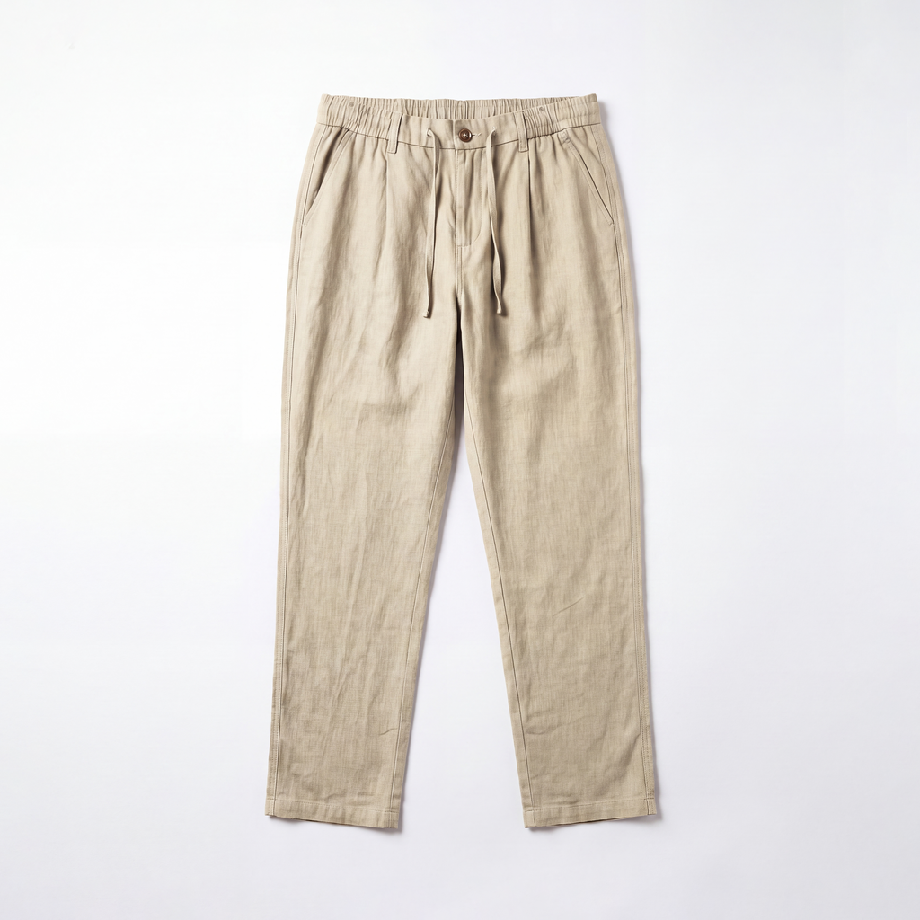 RELAXED COTTON LINEN PANTS - BEIGE