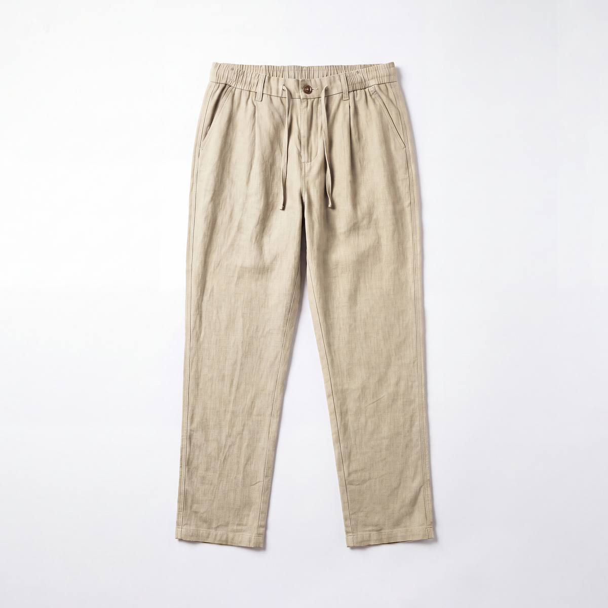 RELAXED COTTON LINEN PANTS - BEIGE
