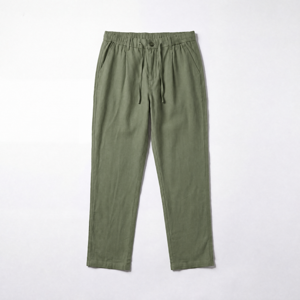 RELAXED TENCEL TROUSERS - SULPHUR GREEN