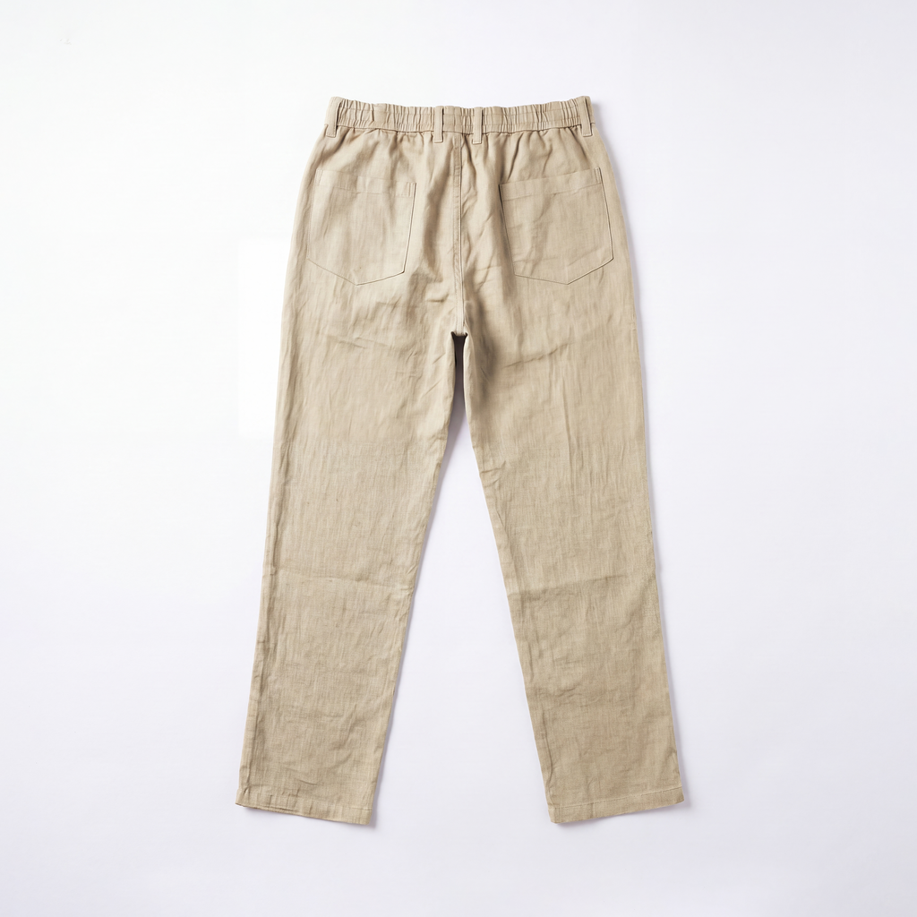 RELAXED COTTON LINEN PANTS - BEIGE
