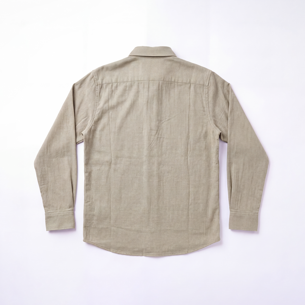 TEXTURED QUARTER PLACKET SHIRT - LIGHT BROWN