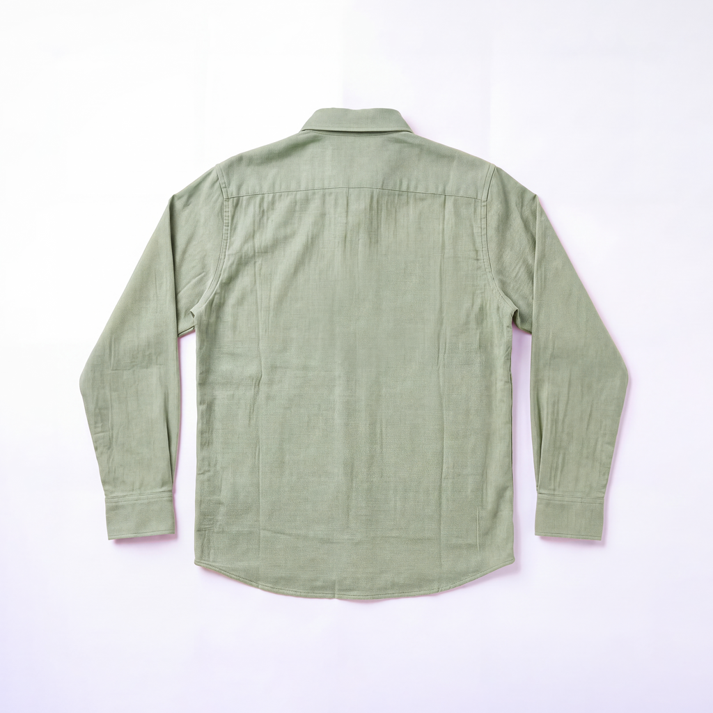 TEXTURED QUARTER PLACKET SHIRT - SAGE