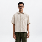 TWO TONED TWISTED YARN SHIRT - SANDALWOOD