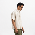 TWO TONED TWISTED YARN SHIRT - SANDALWOOD