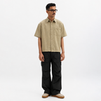 TWO TONED TWISTED YARN SHIRT - BAMBOO GREEN