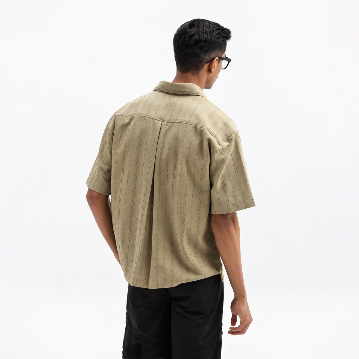 TWO TONED TWISTED YARN SHIRT - BAMBOO GREEN