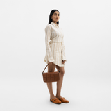 ASYMMETRICAL BUTTON DOWN SHIRT - BEIGE