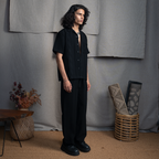 BMW CUBAN COLLAR SHIRT - CHARCOAL CONE