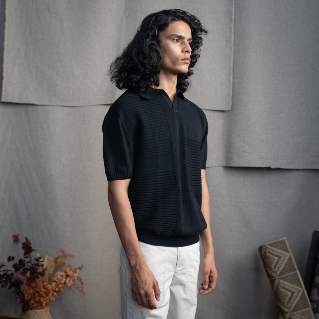 OLD MONEY POLO T-SHIRT - JET BLACK