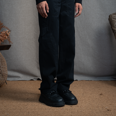 INSET CARGO PANTS- COAL BLACK