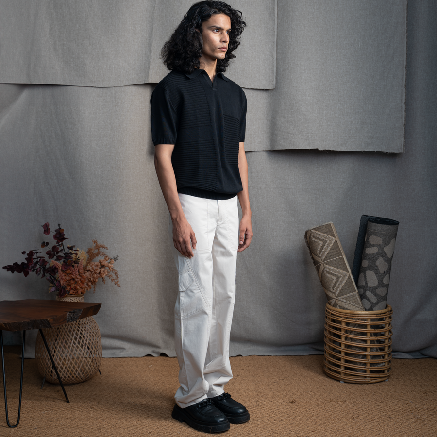 OLD MONEY POLO T-SHIRT- JET BLACK