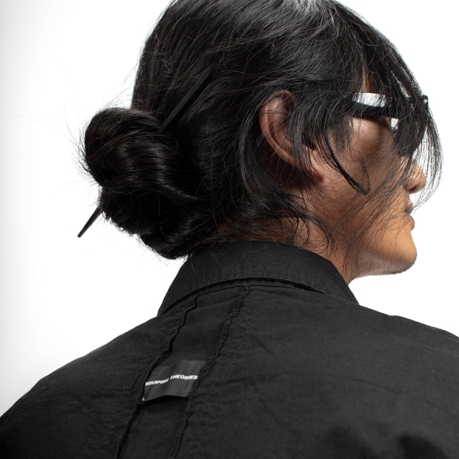 FRAYED COTTON SHIRT - DUSTY BLACK