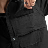 FRAYED COTTON SHIRT - DUSTY BLACK