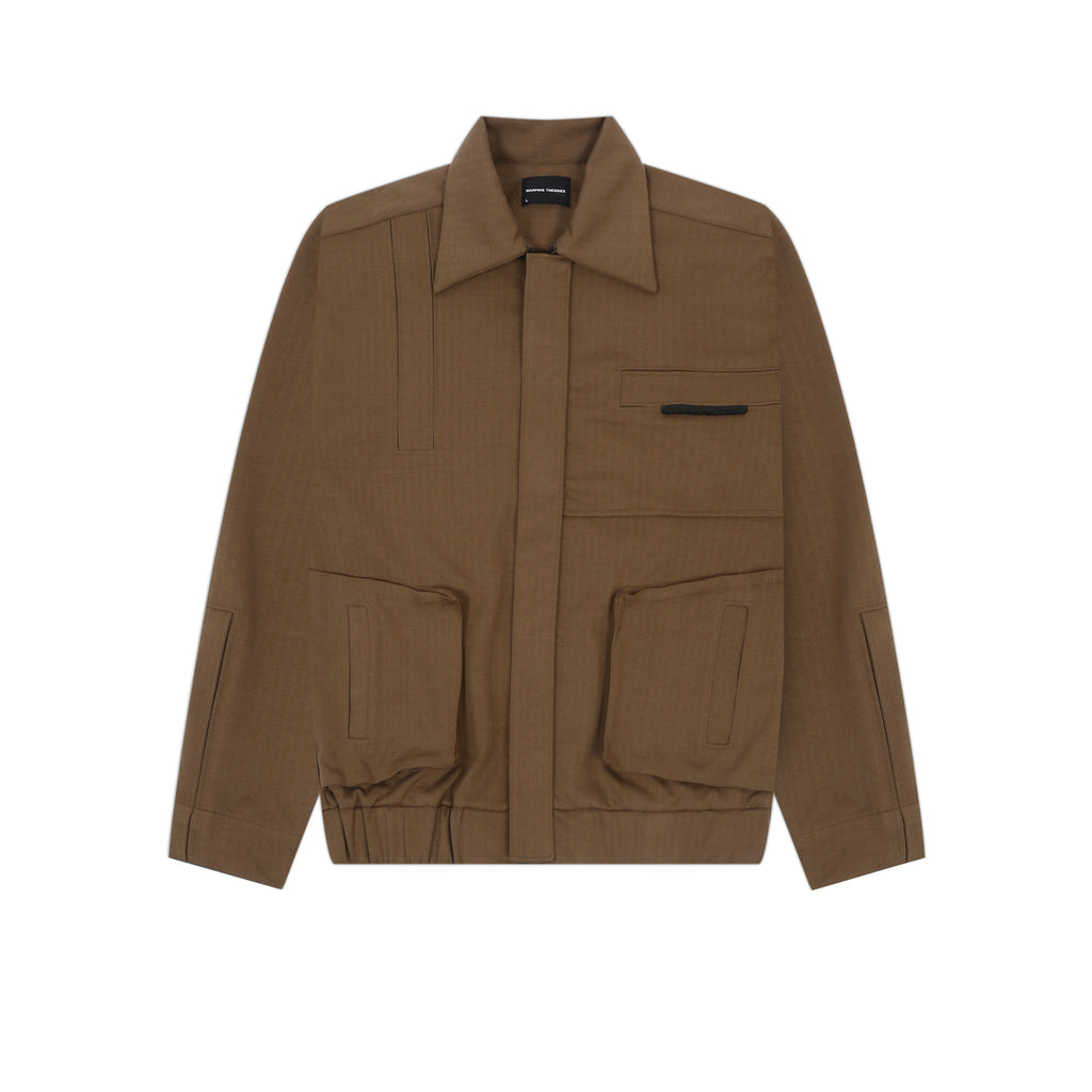 CUT PLEAT BOMBER JACKET - KHAKI