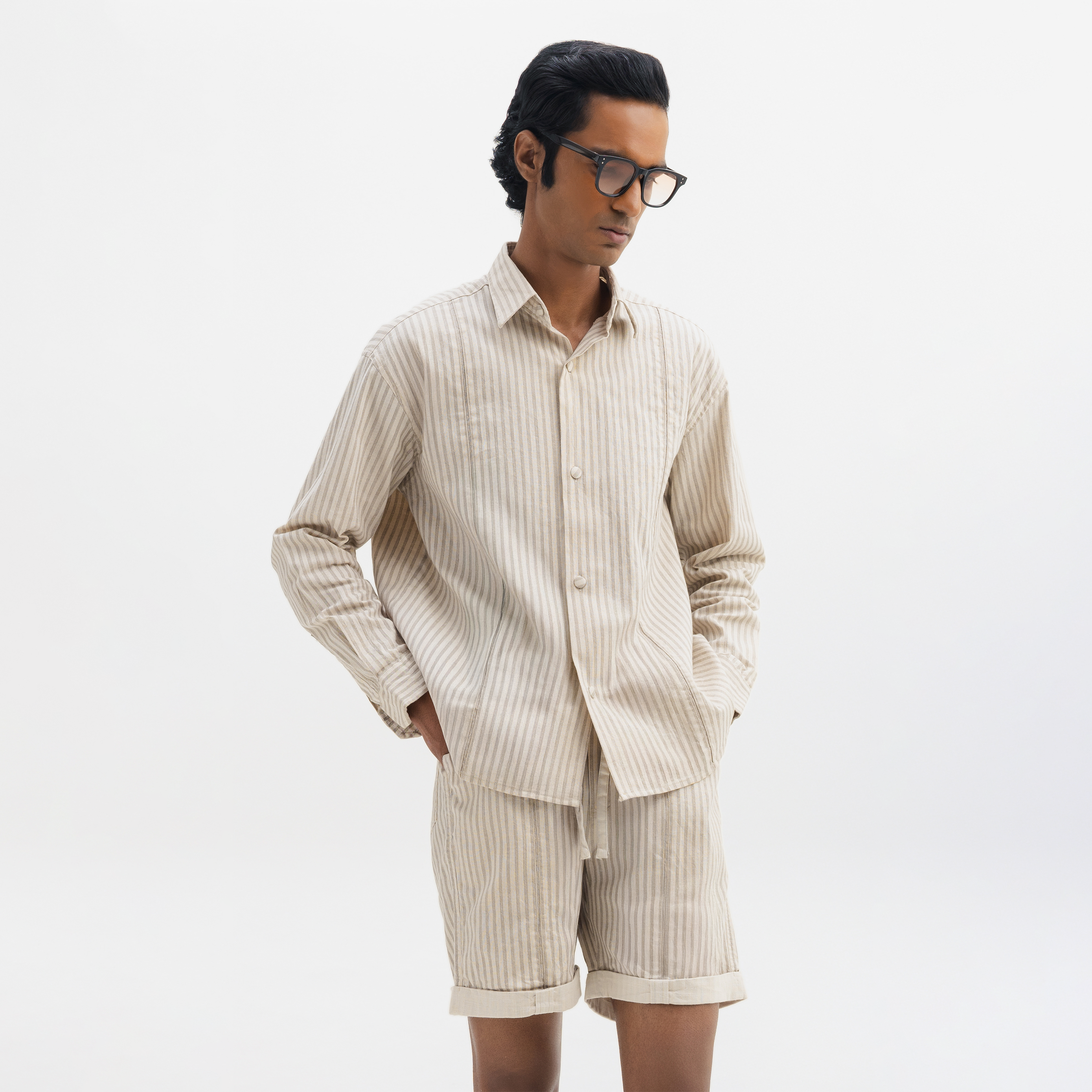 DESERT STRIPED FULL-SLEEVE SHIRT - DESERT