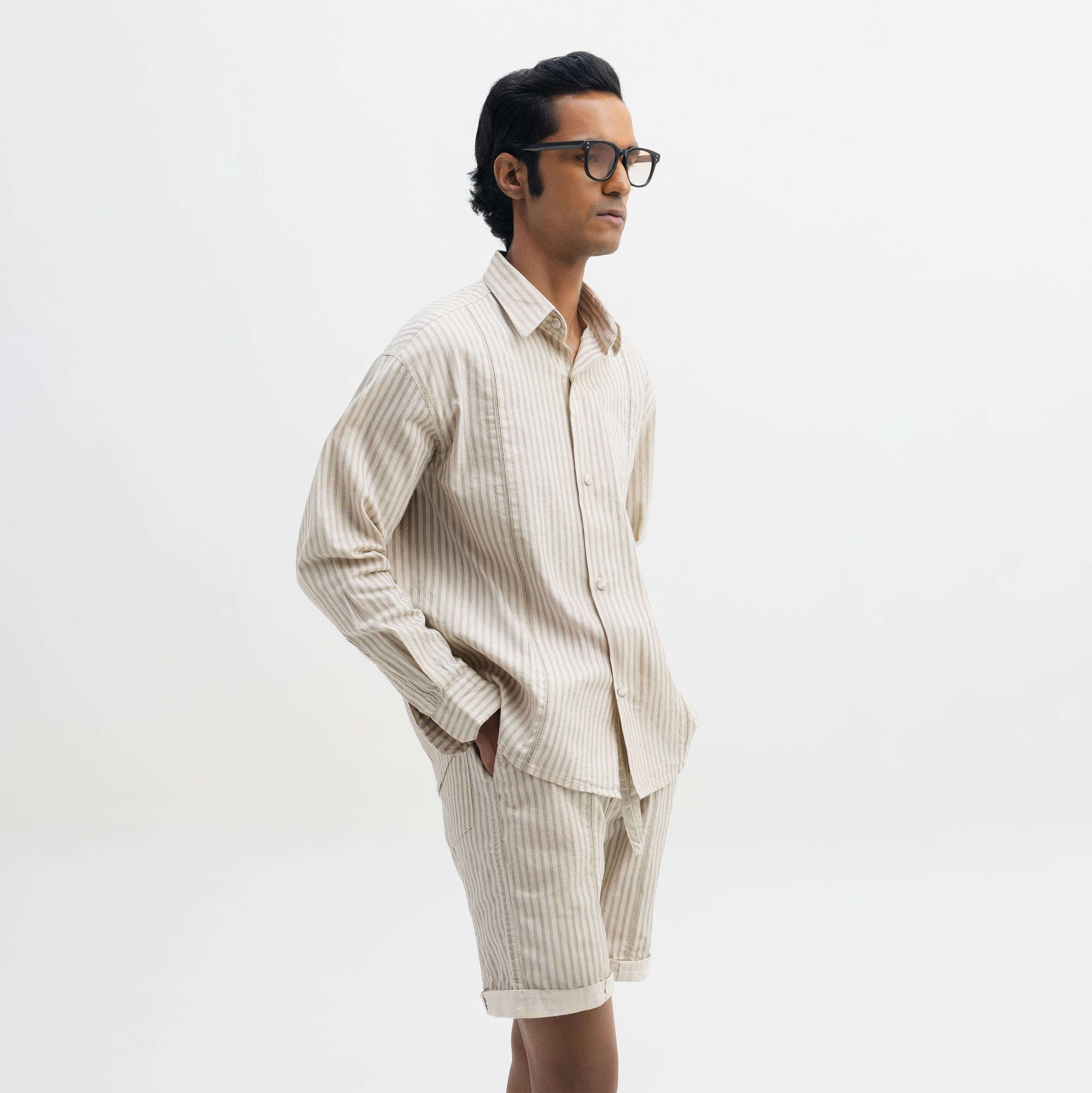 DESERT STRIPED FULL-SLEEVE SHIRT - DESERT