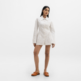 STRIPED SHIRT DRESS- WHITE