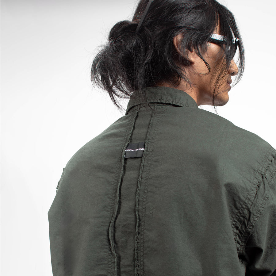 FRAYED COTTON SHIRT - DEEP GREEN