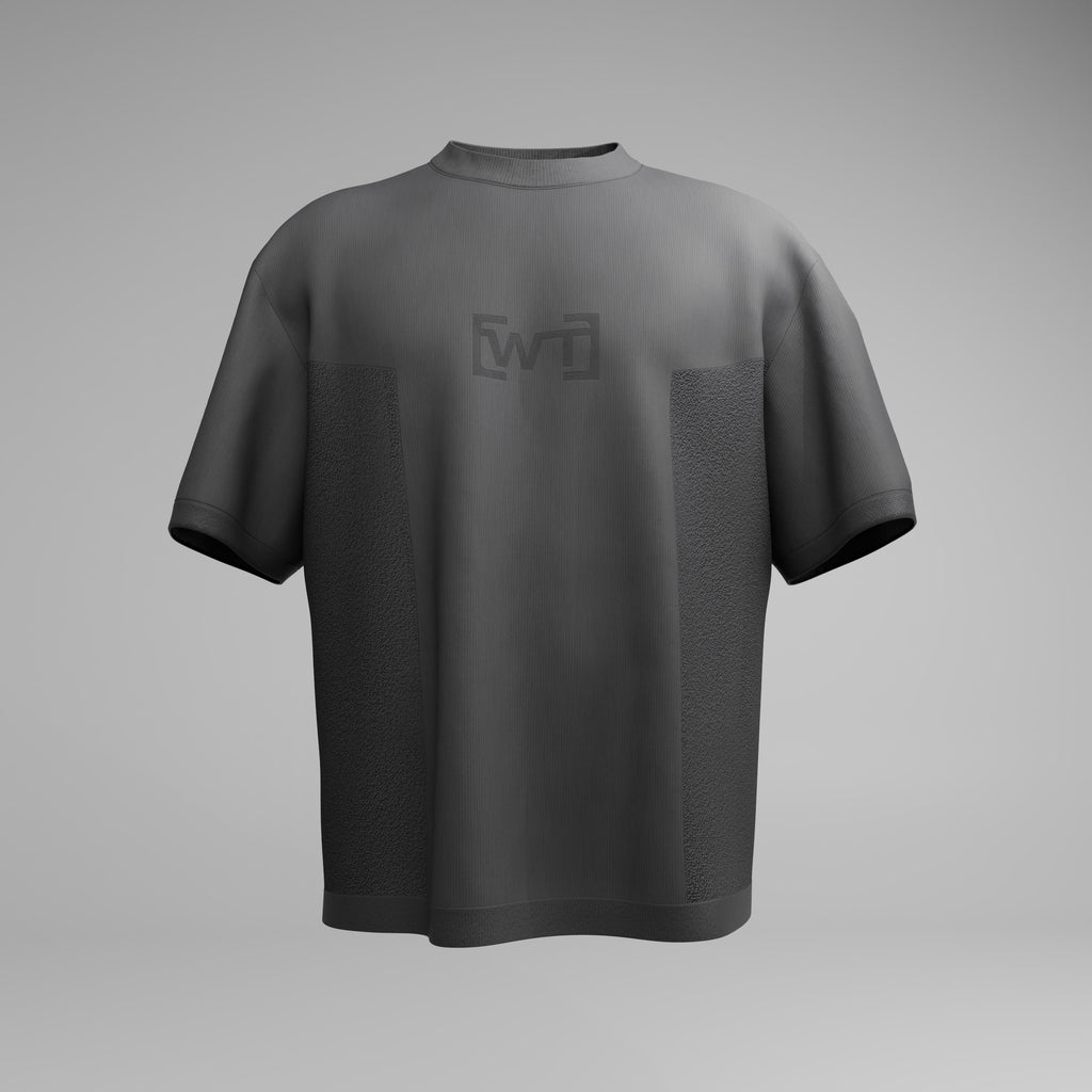 TEXTURED KNIT T-SHIRT - GRANITE