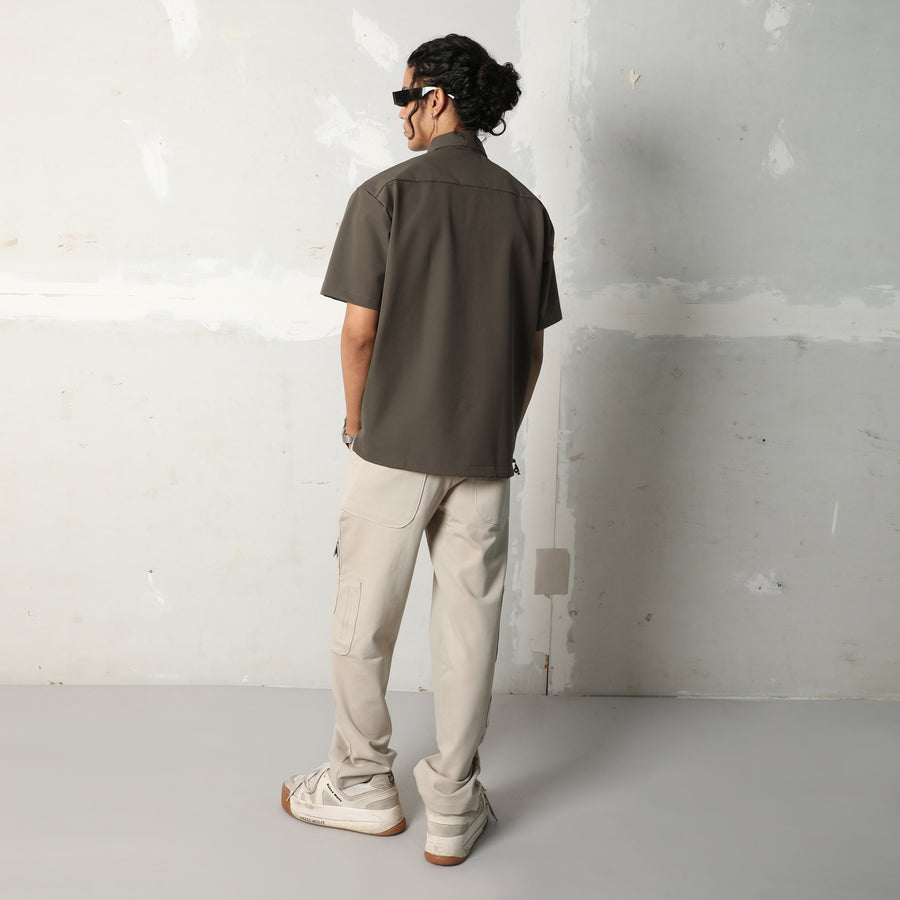 FLAT PLEAT SHIRT - CEDAR