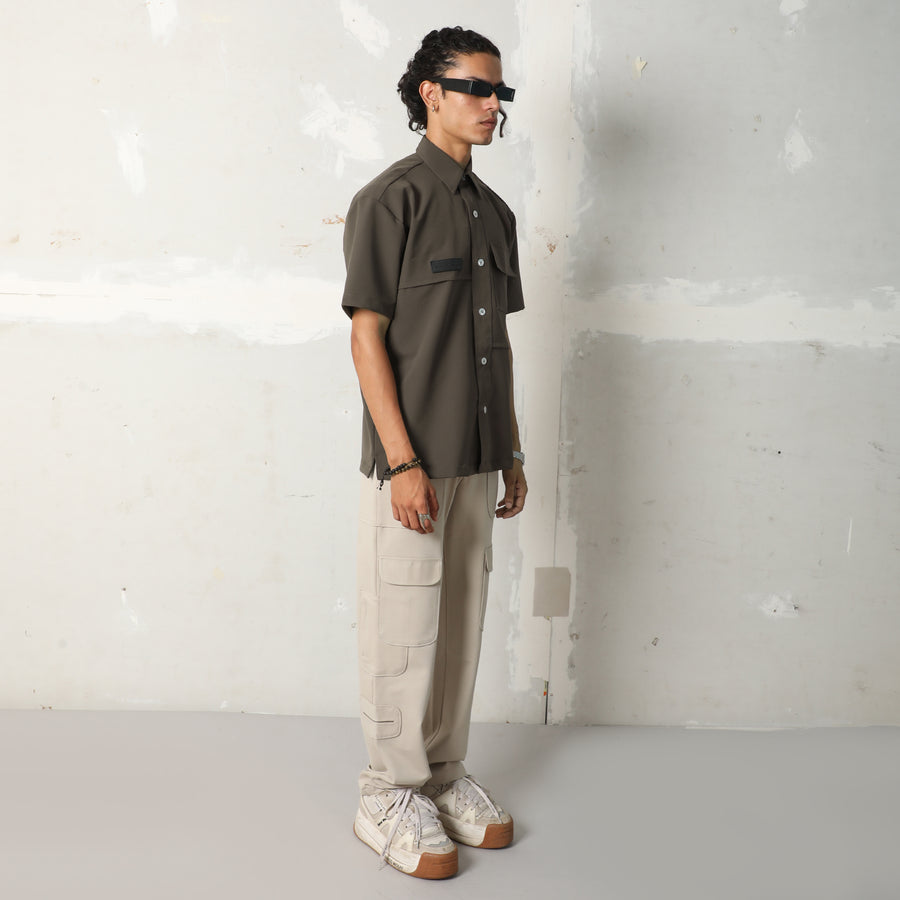 FLAT PLEAT SHIRT - CEDAR