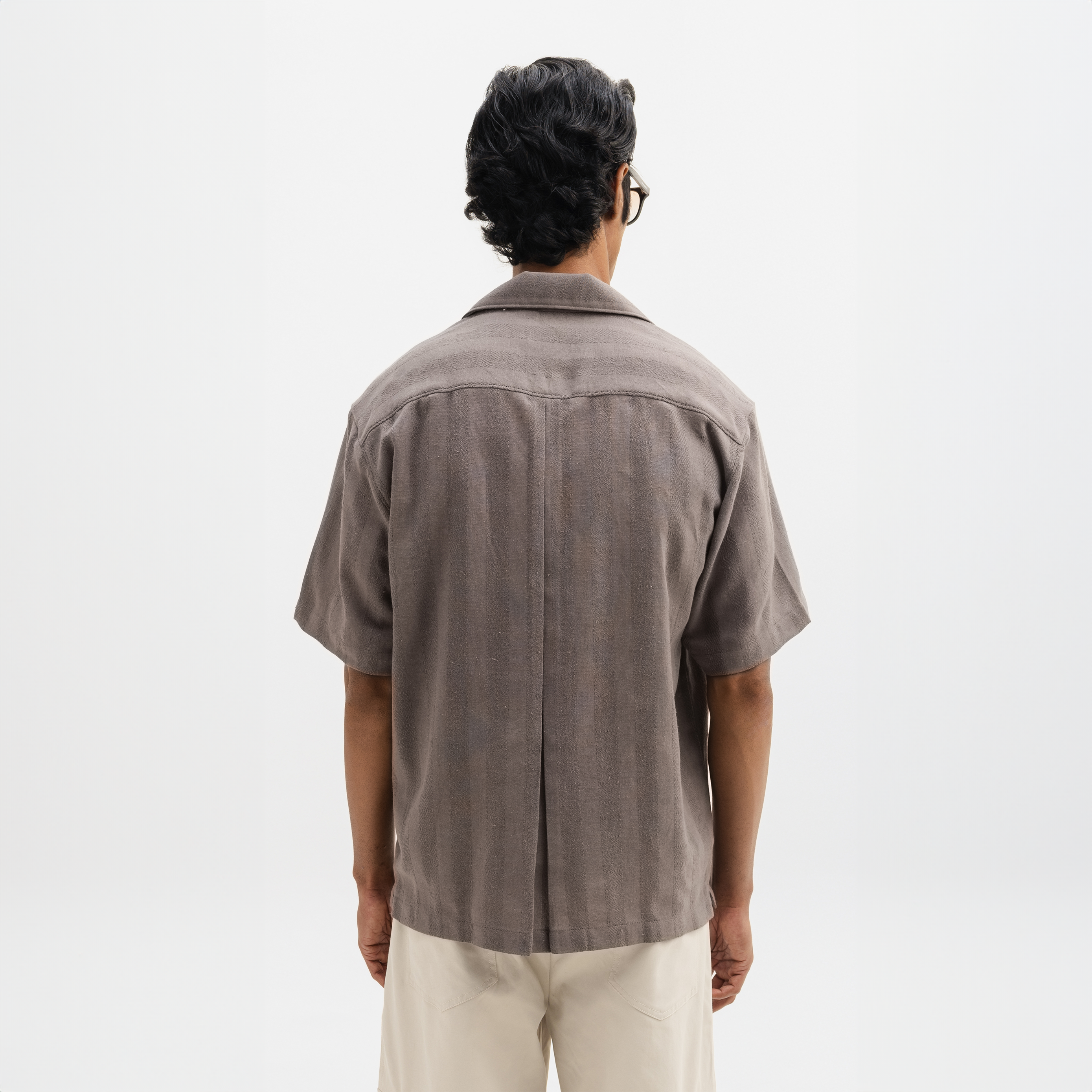 JACQUARD STRIPED SHIRT - DOVE GREY
