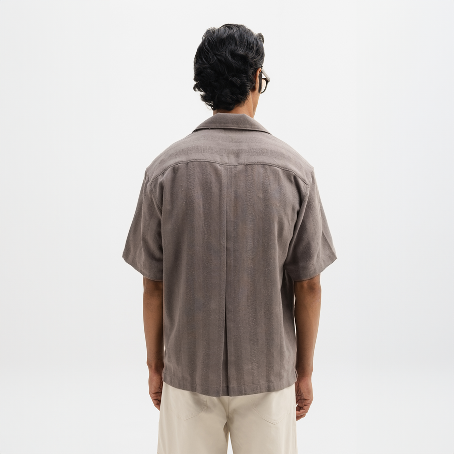 JACQUARD STRIPED SHIRT- DOVE GREY