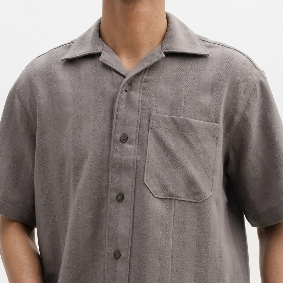 JACQUARD STRIPED SHIRT- DOVE GREY