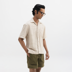 JACQUARD STRIPED SHIRT - PARCHMENT