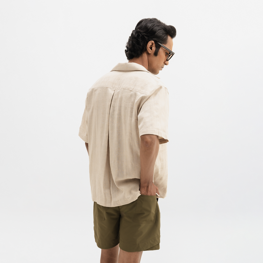 JACQUARD STRIPED SHIRT- PARCHMENT