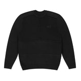 KNITTED CREW NECK JUMPER - RICH BLACK