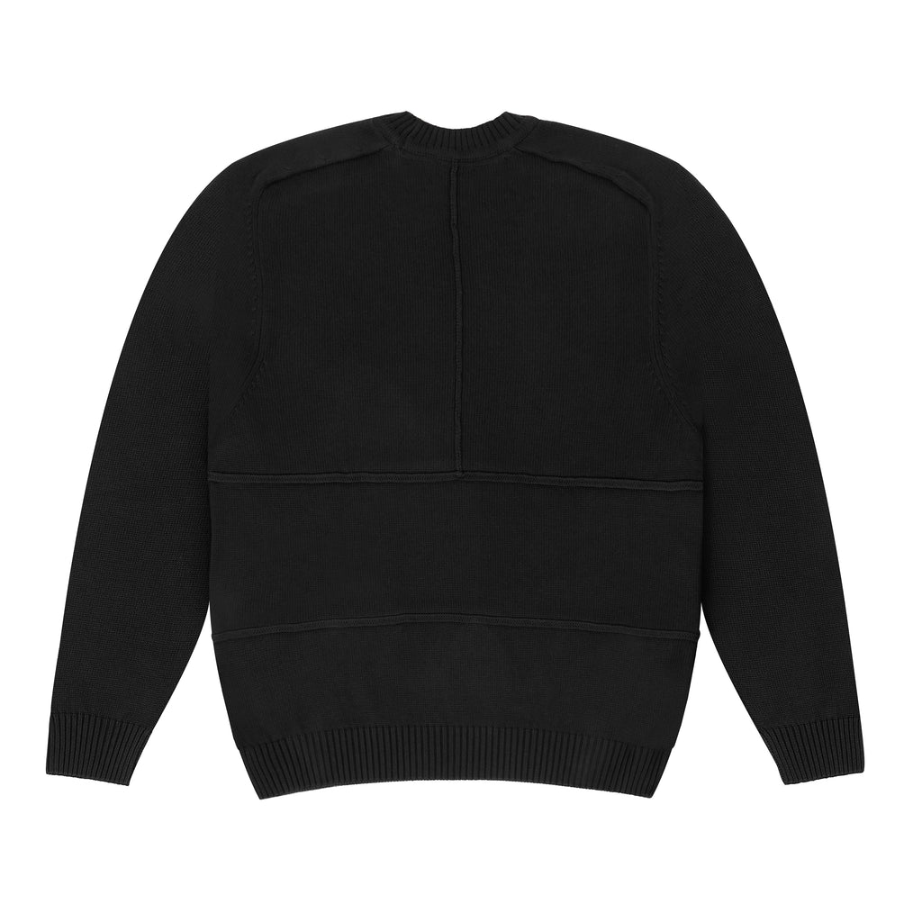 KNITTED CREW NECK JUMPER - RICH BLACK
