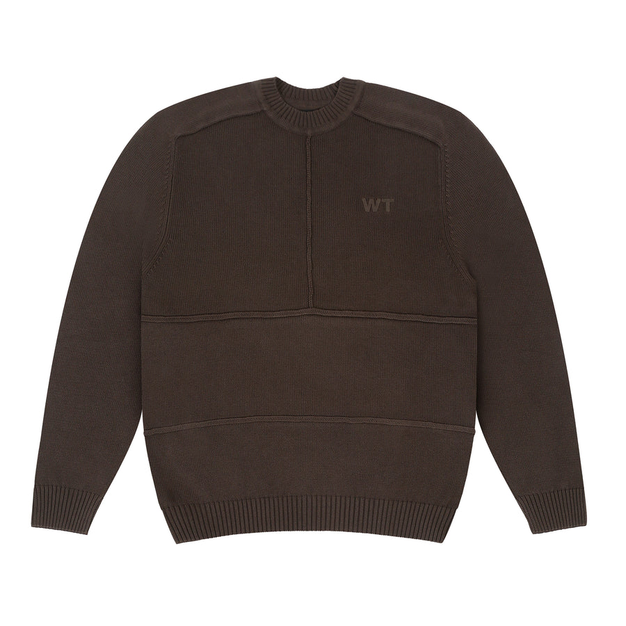 KNITTED CREW NECK JUMPER - ASH WOOD